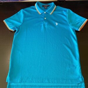 U.S. Polo Assn. Blue Polo Shirt with Multicolor Trim